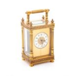 A LATE 19TH CENTURY FRENCH BRASS-CASED CARRIAGE CLOCK