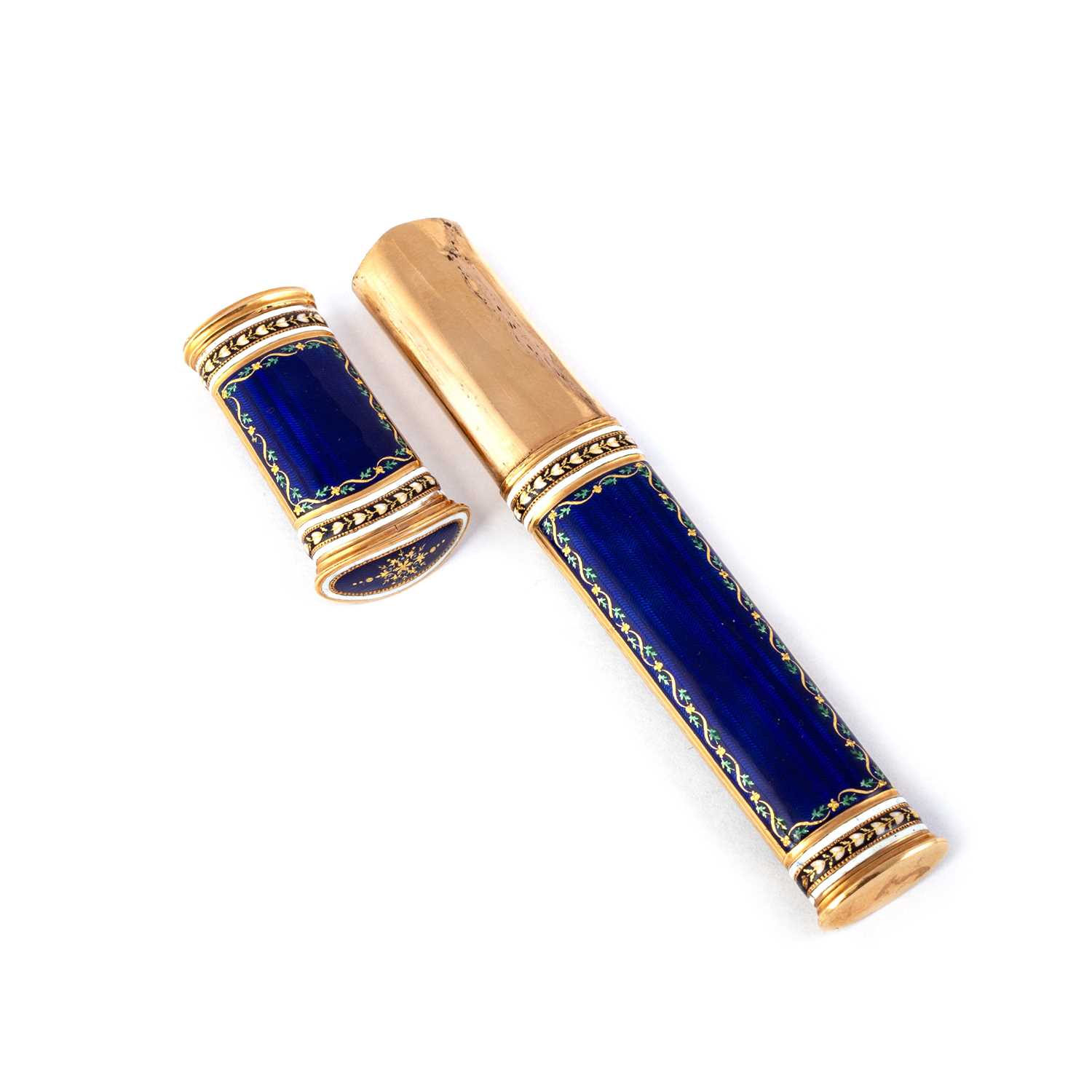 AN EARLY 19TH CENTURY SWISS GOLD AND ENAMEL SEALING WAX CASE - Image 2 of 2