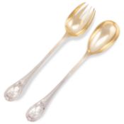 A FINE PAIR OF FRENCH SILVER SALAD SERVERS