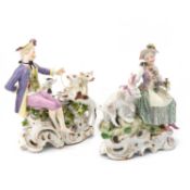 A PAIR OF MEISSEN FIGURES OF A SHEPHERD AND SHEPHERDESS, LATE 18TH CENTURY