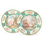 A PAIR OF SÈVRES STYLE 'JEWELLED' PLATES, 19TH CENTURY