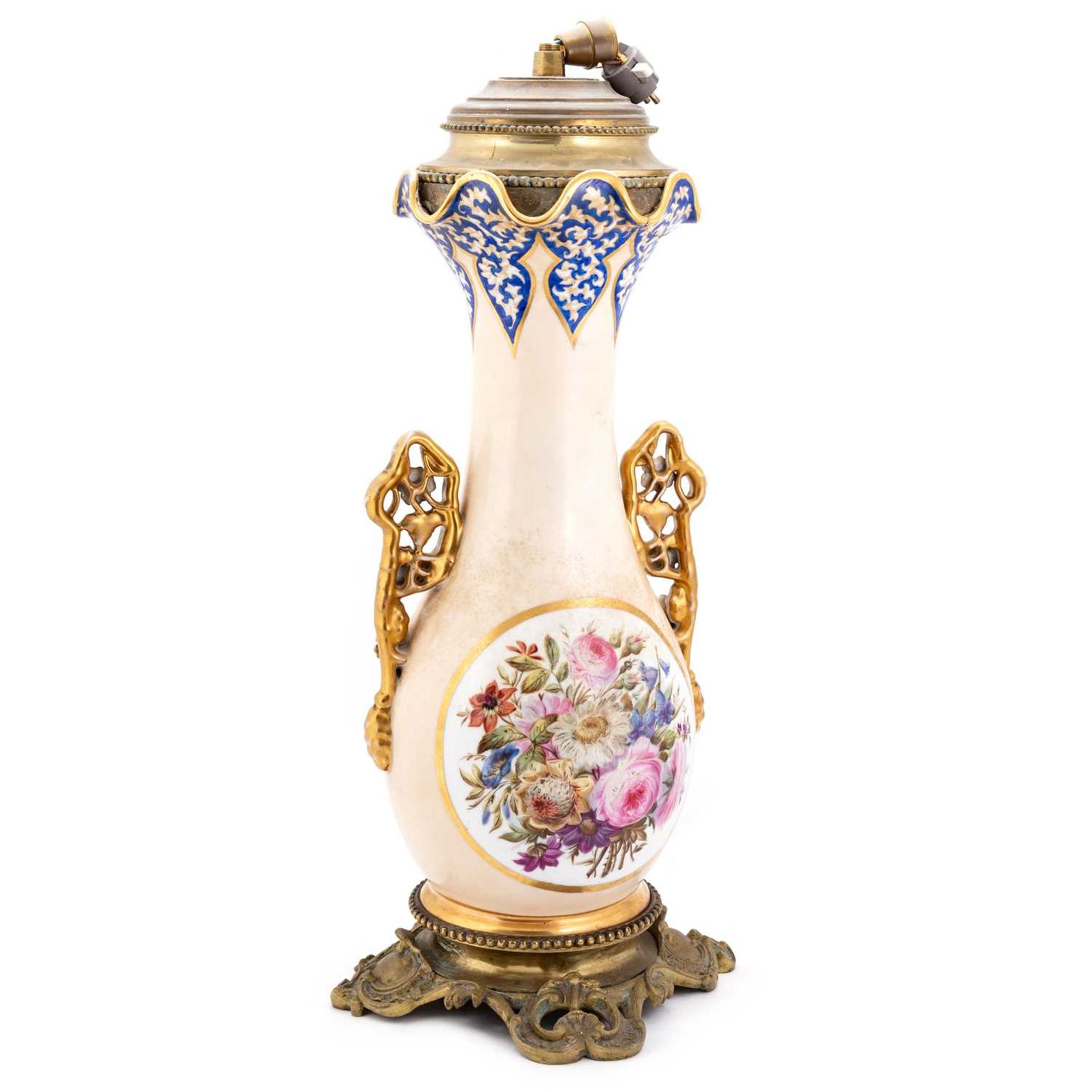 A LARGE PARIS PORCELAIN VASIFORM TABLE LAMP, 19TH CENTURY - Image 2 of 2