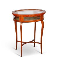 AN EDWARDIAN STRING-INLAID SATINWOOD BIJOUTERIE TABLE