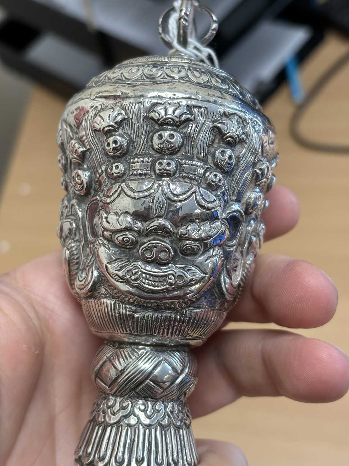 A TIBETAN SILVER-MOUNTED PHURBA - Image 10 of 11