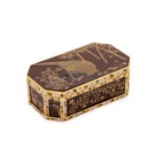 A FINE FRENCH GOLD-MOUNTED, ENAMEL AND JAPANESE LACQUER BOX, POSSIBLY BY JEAN DUCROLLAY