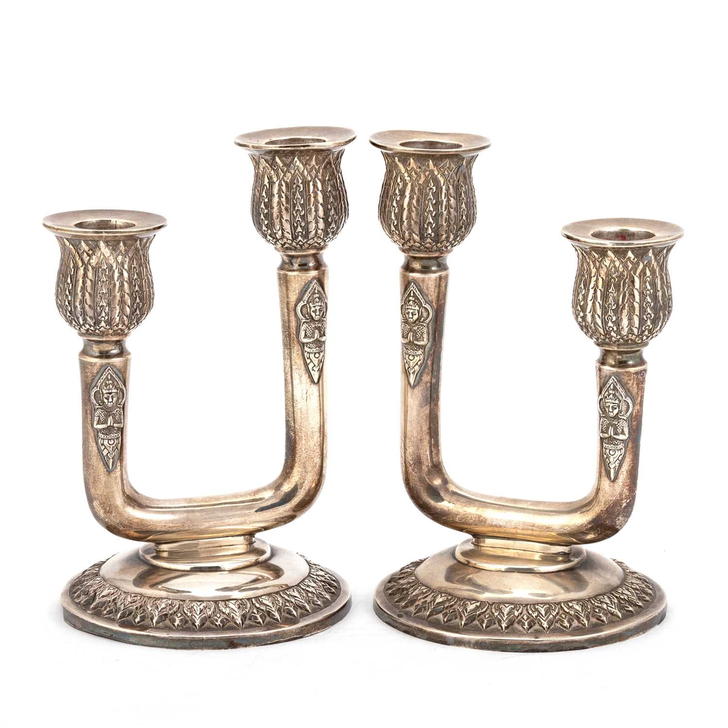 A PAIR OF SOUTH-EAST ASIAN CANDELABRA