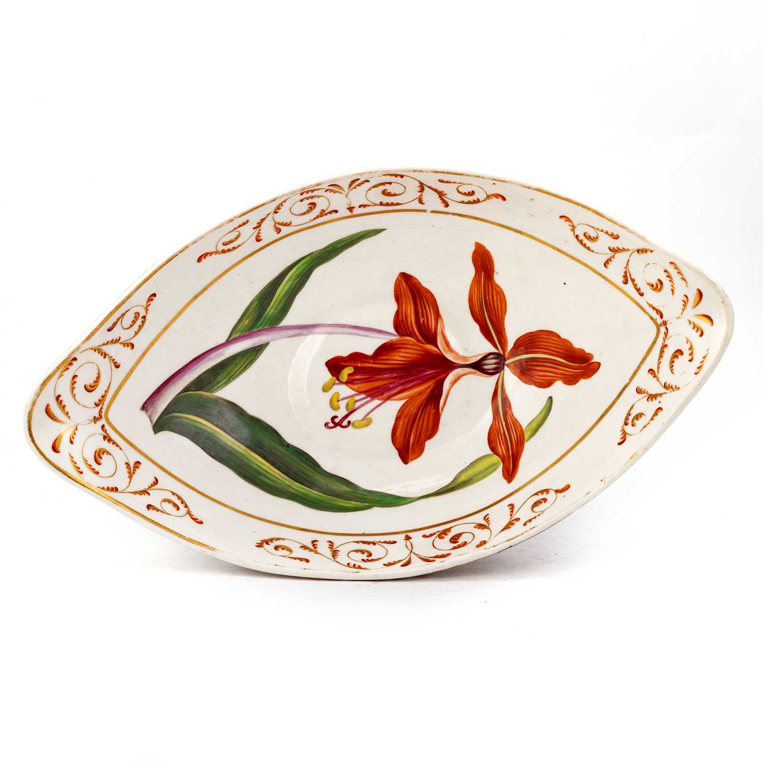 AN ENGLISH BOTANICAL PEDESTAL BOWL, PAINTED IN THE MANNER OF WILLIAM 'QUAKER' PEGG