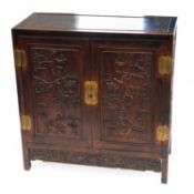 AN EARLY 20TH CENTURY CHINESE HARDWOOD SIDE CABINET