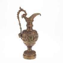 A LARGE FRENCH CAST BRONZE BACCHANALIAN EWER, 19TH CENTURY