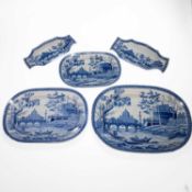 A GROUP OF SPODE BLUE AND WHITE 'TIBER' PATTERN WARES, CIRCA 1820
