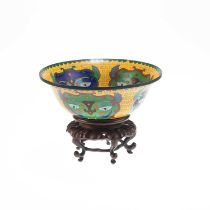 A CHINESE CLOISONNÉ BOWL ON STAND