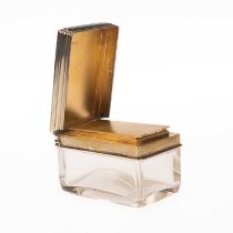 A GEORGE V SILVER-MOUNTED GLASS BOX