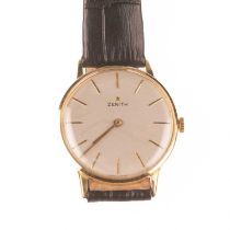 AN 18CT GOLD ZENITH STRAP WATCH