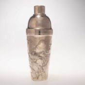A CHINESE SILVER COCKTAIL SHAKER