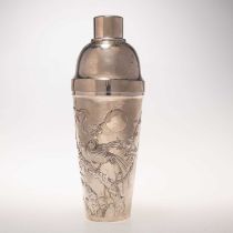 A CHINESE SILVER COCKTAIL SHAKER