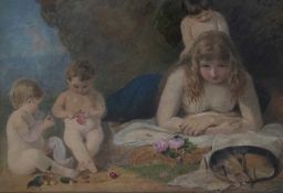 ALFRED TIDEY (1808-1892) A YOUNG GIRL SURROUNDED BY CHERUBS