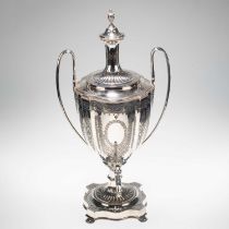 A 19TH CENTURY SILVER-PLATED TEA URN