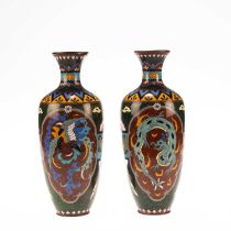 A PAIR OF JAPANESE CLOISONNÉ ENAMEL VASES, MEIJI PERIOD