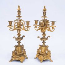 A PAIR OF LOUIS XVI STYLE GILT-METAL CANDELABRA, LATE 19TH CENTURY