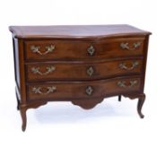 AN 18TH CENTURY FRENCH FRUITWOOD SERPENTINE COMMODE