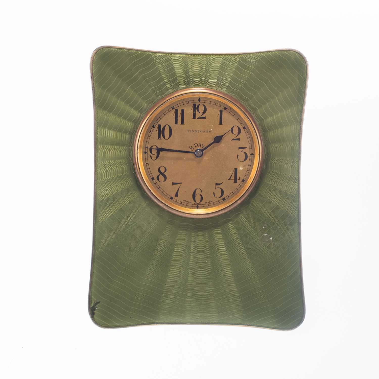 AN EARLY 20TH CENTURY CONTINENTAL SILVER AND GREEN ENAMEL EIGHT-DAY DESK CLOCK - Image 2 of 4