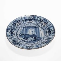 A DUTCH DELFT BLUE AND WHITE DISH, 18TH CENTURY