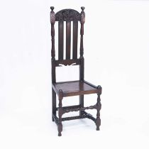 A 17TH CENTURY YORKSHIRE OAK HIGH-BACK CHAIR