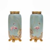 A PAIR OF ROYAL WORCESTER VASES BY CHARLES JOHNSON, EARLY 20TH CENTURY