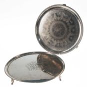 A VICTORIAN SILVER-PLATED SALVER
