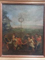 LATE 18TH/ EARLY 19TH ENGLISH SCHOOL A VILLAGE FETE, DANCING AROUND THE MAYPOLE