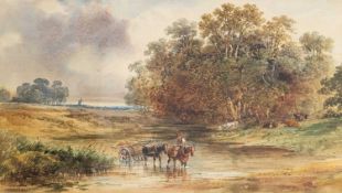 ALFRED VICKERS (1786-1868) HORSE AND CART CROSSING A RIVER