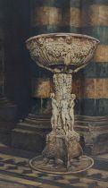 REGINALD R. BARRATT RWS (1861-1917) THE FONT IN HARLAXTON MANOR, NEAR GRANTHAM