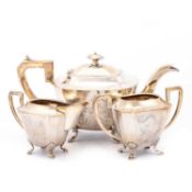A CHINESE EXPORT SILVER THREE-PIECE TEA SERVICE
