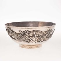 A CHINESE SILVER 'DRAGON' BOWL