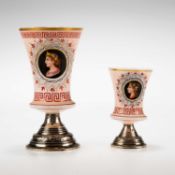 TWO CONTINENTAL OPALINE GLASS AND SILVER GOBLETS, FIRST HALF 19TH CENTURY