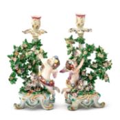 A PAIR OF BOW CANDLESTICK FIGURES, CIRCA 1760