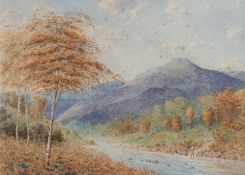 S. CRAIG (19TH/ 20TH CENTURY SCHOOL) RIVER LANDSCAPE WITH MOUNTAINS BEYOND