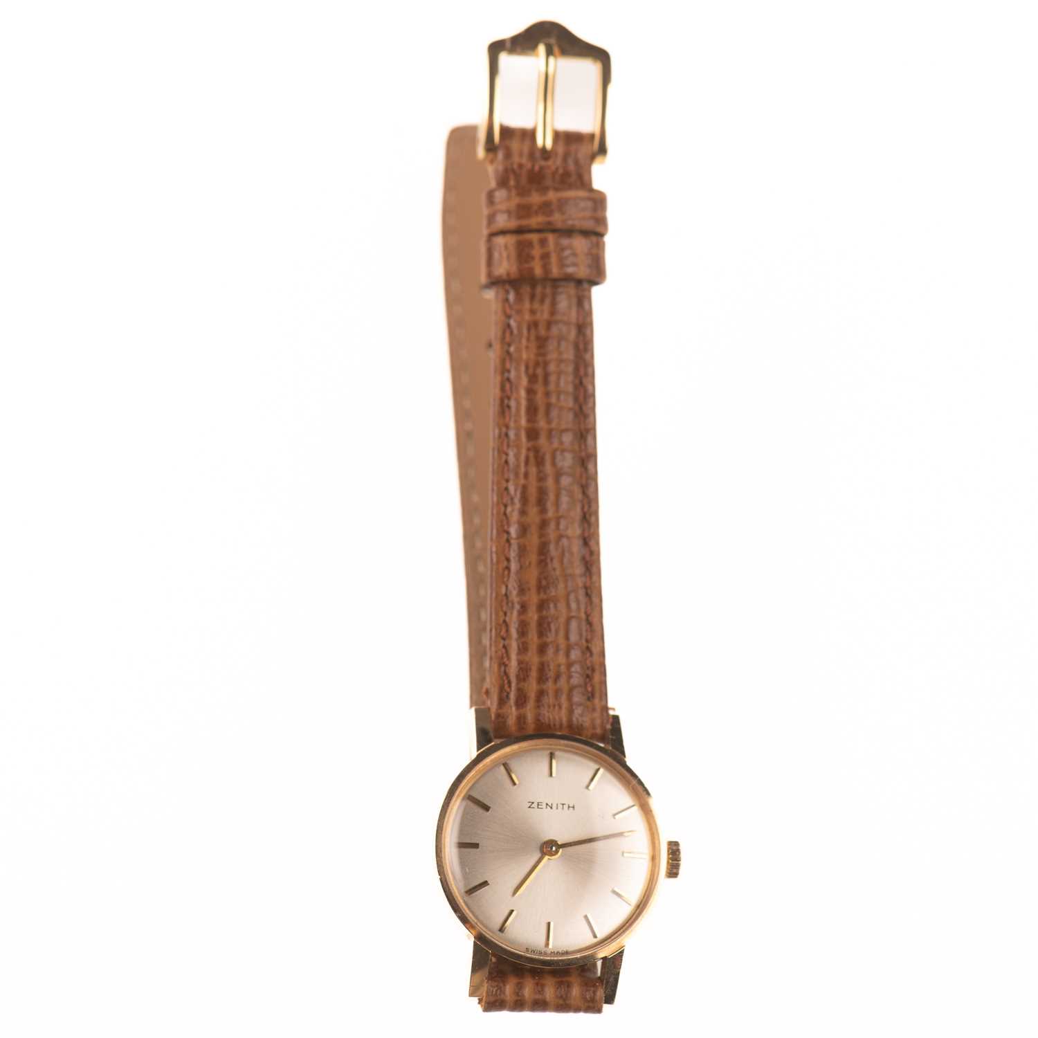 A LADY'S 9CT GOLD ZENITH STRAP WATCH - Image 2 of 2