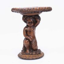 A 19TH CENTURY CONTINENTAL WALNUT GROTTO STOOL