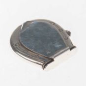 HORSE RACING INTEREST: A FRENCH SILVER VESTA CASE IN THE FORM OF A HORSE SHOE