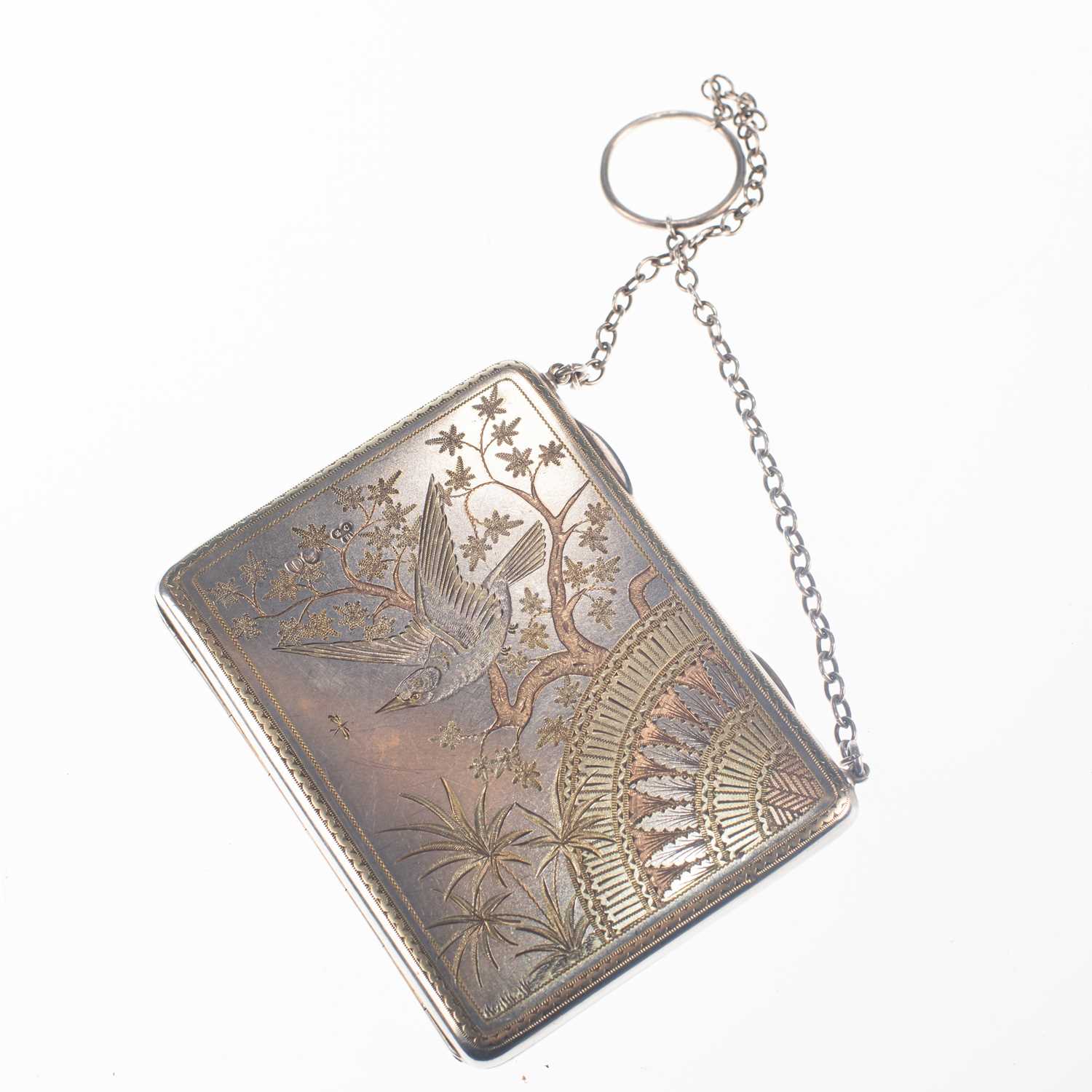 A VICTORIAN AESTHETIC MOVEMENT SILVER-GILT CARD CASE - Image 2 of 3
