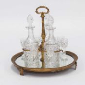 A 19TH CENTURY FRENCH GILT-BRASS MOUNTED DRINKS SET