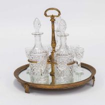 A 19TH CENTURY FRENCH GILT-BRASS MOUNTED DRINKS SET