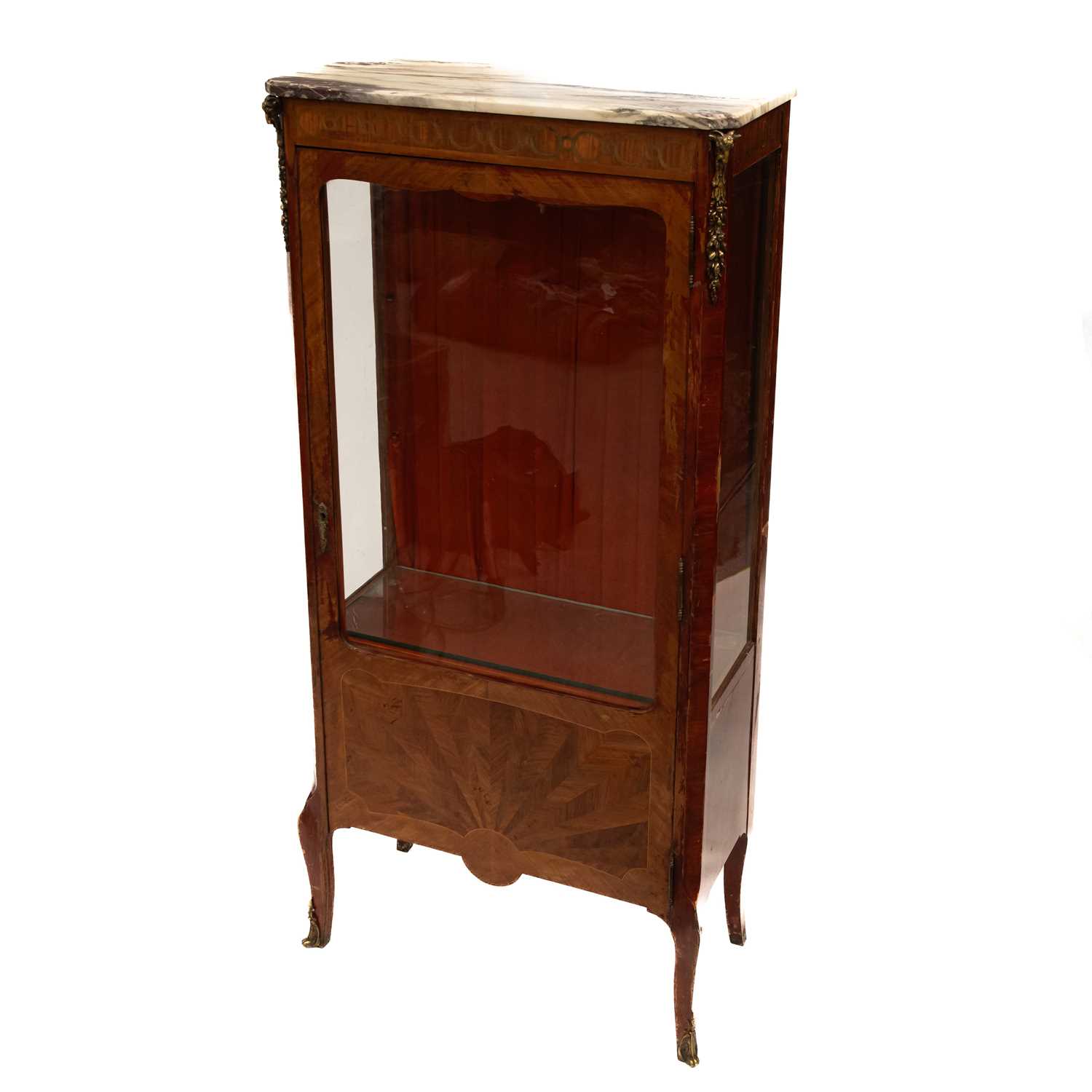AN EARLY 20TH CENTURY FRENCH MARBLE-TOPPED AND INLAID VIRTINE