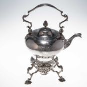 AN EARLY GEORGE III SILVER KETTLE ON STAND