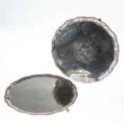 A PAIR OF GEORGE III SILVER SALVERS