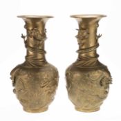 A PAIR OF CHINESE BRASS VASES
