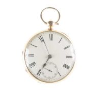 AN 18CT GOLD OPEN FACED POCKET WATCH