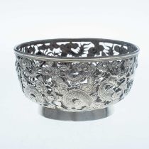 A CHINESE SILVER PIERCED BOWL