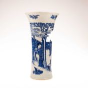 A CHINESE BLUE AND WHITE FLARED VASE